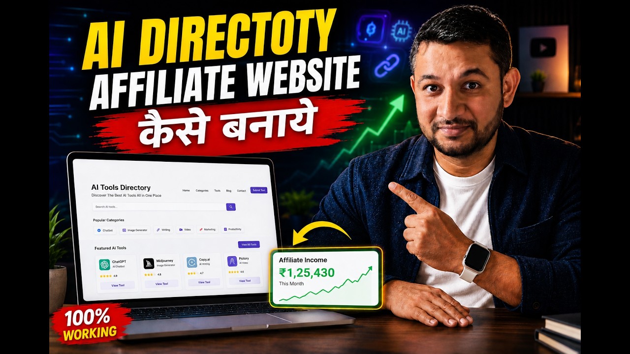 🔥  AI Directory Affiliate Website कैसे बनाएं? - घर बैठे कमाई करने वाली वेबस