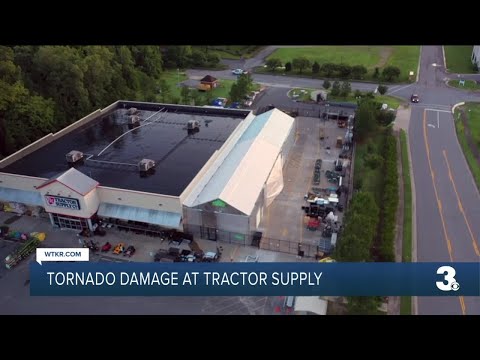Friday morning look at the area where a tornado touched down in Suffolk