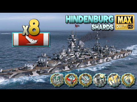 Cruiser Hindenburg with an excellent job on map Shards - World of Warships