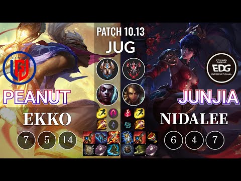 LGD Peanut Ekko vs EDG JunJia Nidalee Jungle - KR Patch 10.13
