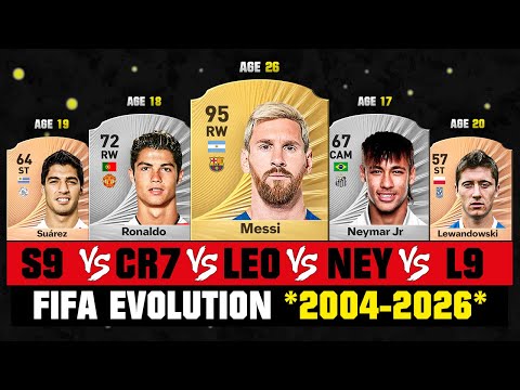 Messi VS Ronaldo VS Neymar VS Suarez VS Lewandowski FIFA EVOLUTION! 😔💔 FIFA 04 - FIFA 26