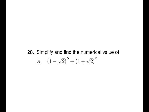 Algebra Problem 28, Find the sum of fifth powers of two numbers using quadratic equation properties