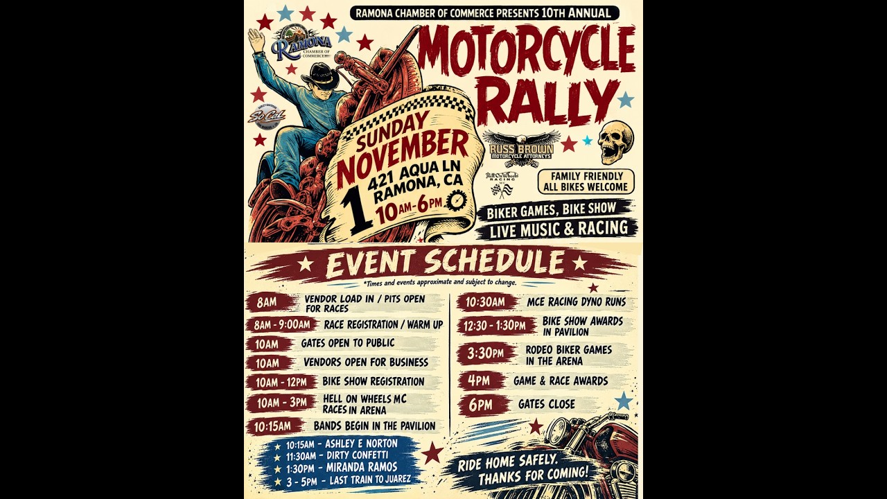 10-28-26 Ramona Chamber Happenings - Ramona Motorcycle Rally