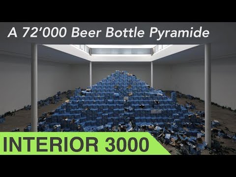 A 72,000 Beer Bottle Pyramid by French Artist Cyprien Gaillard at the KW Art in Berlin