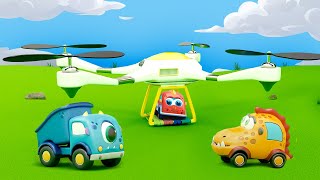Vamos pilotar um drone com os carros Mocas! Desenho animado infantil. Desenhos animados em português