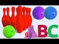 Nursery Rhymes ABC Song Funny Bowling Ball Kinetic Sand Colors For Kids 3D