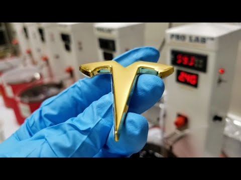Gold Plating a Tesla Car Emblem - Real 24K Gold - HOW ITS DONE