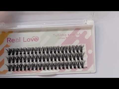 CARTELA DE CÍLIOS TUFINHOS SEM NÓ 40P 11MM 0.07D  REAL LOVE BOX COM 10 UN