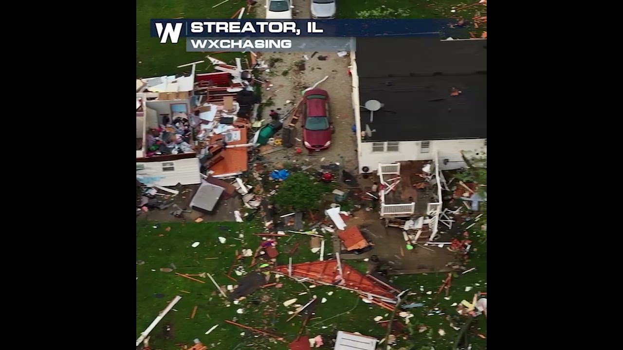 Tornadoes damage structures on south side of Streator, Illinois in Thursday severe weather outbreak