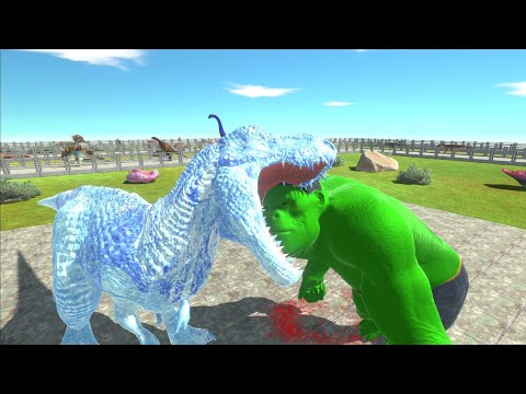ICE T-REX vs HULK GORO DEATH RUN - Animal Revolt Battle Simulator