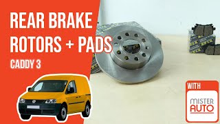 Youtube thumbnail of video "How to replace the rear brake rotors and pads Caddy mk3 🚗"
