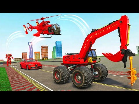 Monster Crane Robot Car - Excavator Robot Game 2021 - Android Gameplay