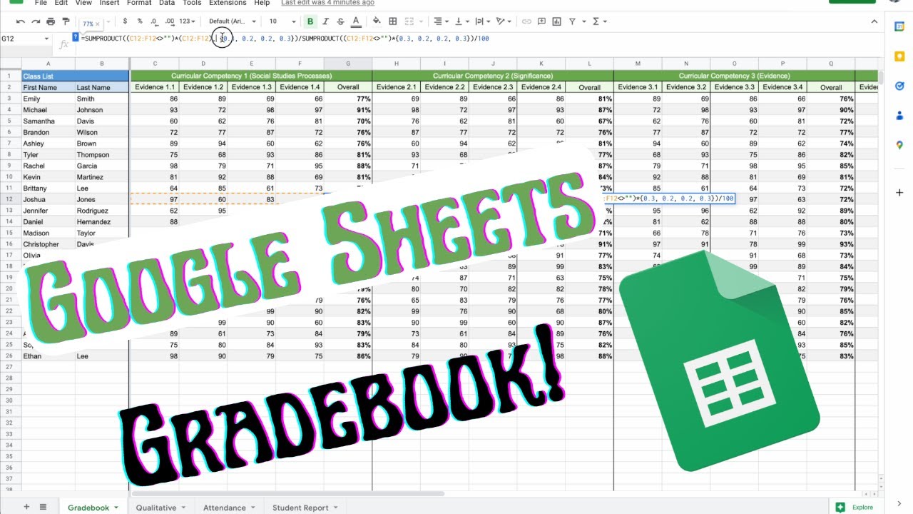 Google Sheets Gradebook & Planner Tutorial
