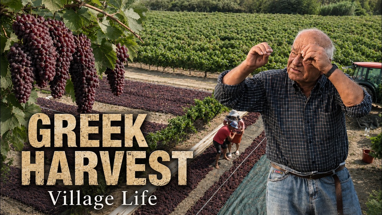 Greek Village Life and Traditional Grape Harvest in August thumbnail