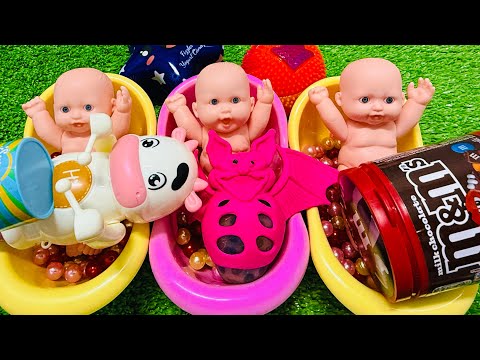 3 Super Sweet Candy Bath Dolls | ASMR Toys & Candy Surprise with M&M's #165