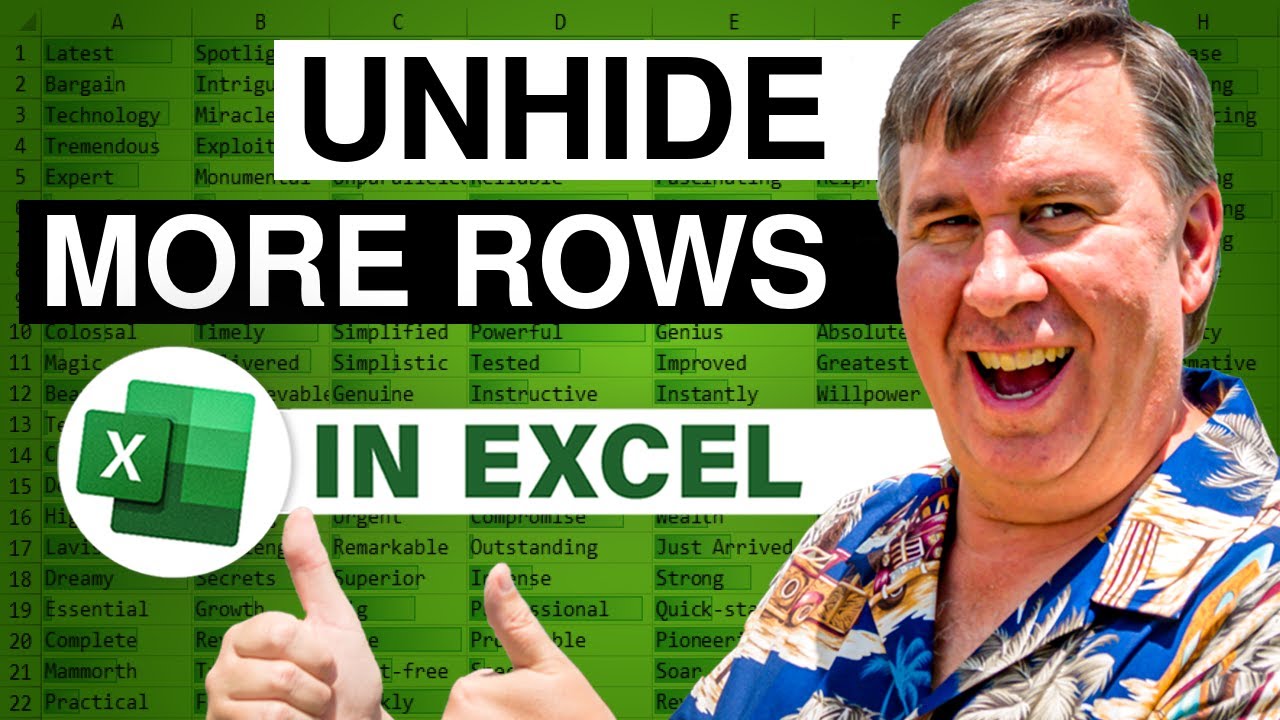 Excel - Easy How To Unhide Multiple Rows - Episode 2561d