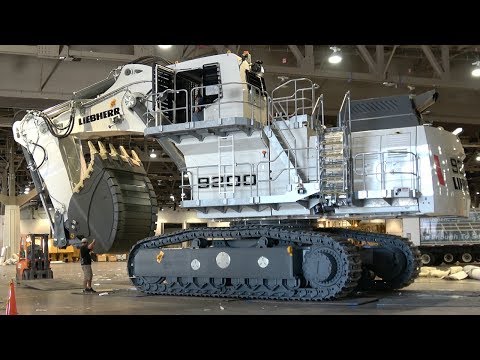 Massive Liebherr R9200 excavator leaving Minexpo 2016