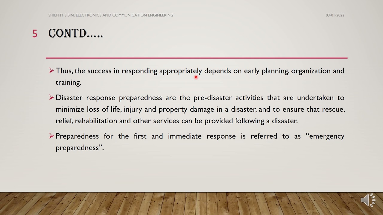 MODULE 3/ Disaster response  objectives, requirements