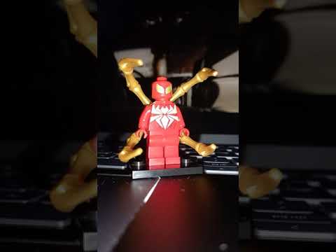 LEGO Iron Spider Minifigure Review (with SM:NWH Trailer 2 in the background) #shorts