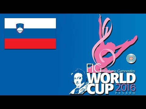 Slovenia Group AA 6 Clubs 2 Hoops Rhythmic Gymnastics World Cup 2016 Pesaro