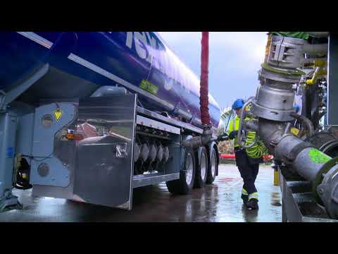tanker unloading lorry gasoline