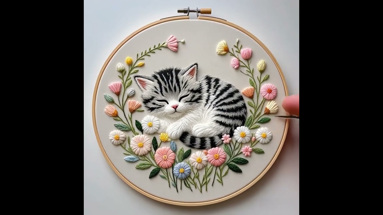 punch needle embroidery：cat