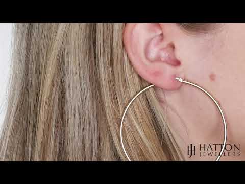 9ct Yellow Gold Round Tube Hoop Earrings - 64mm