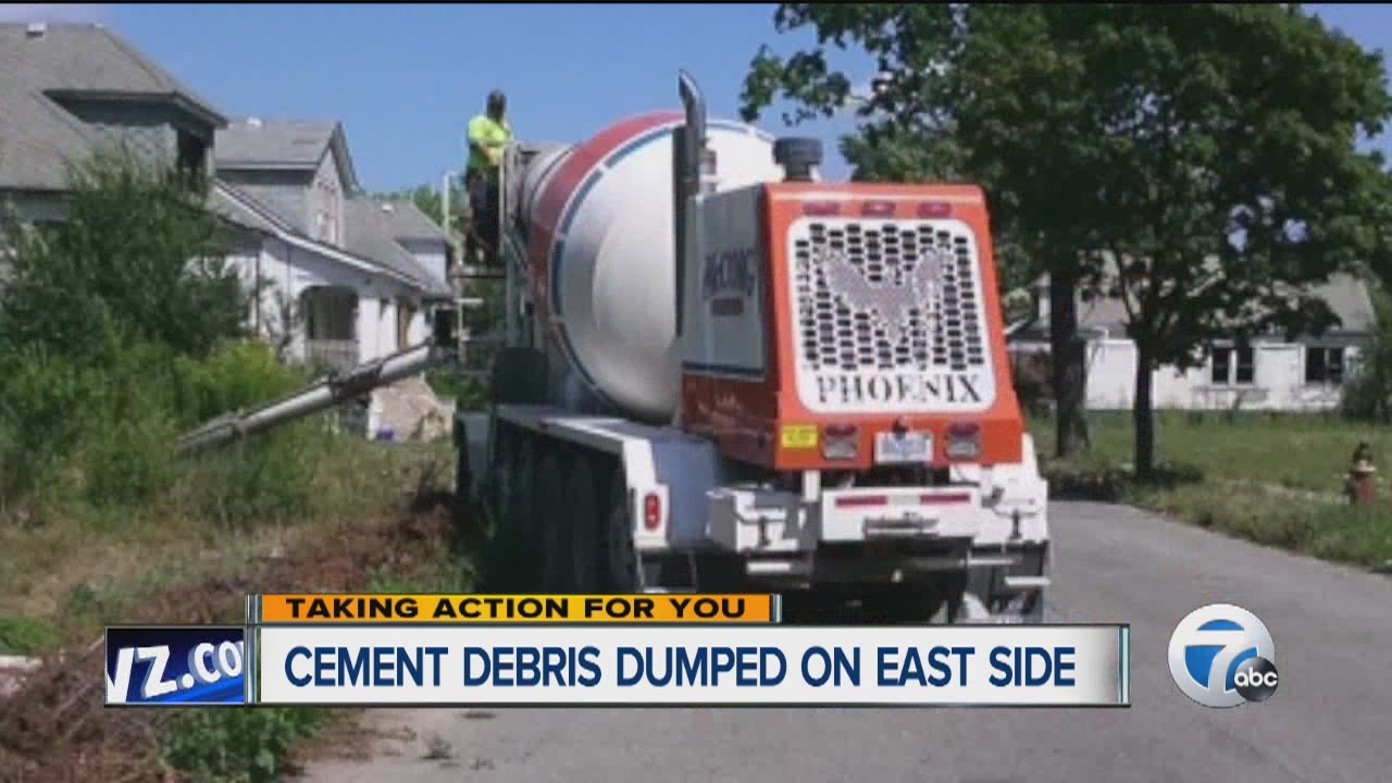 Woman angry over cement truck dumping