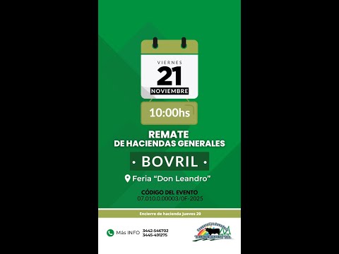 Remate de hacienda Bovril 21-11-2025 | Coop. Ganadera El Pronunciamiento