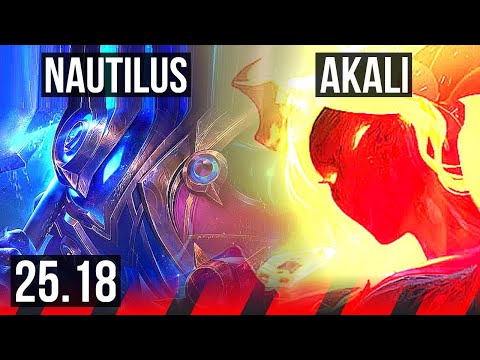 NAUTILUS vs AKALI (TOP) | 44k DMG, 6 solo kills | EUW Diamond | 25.18