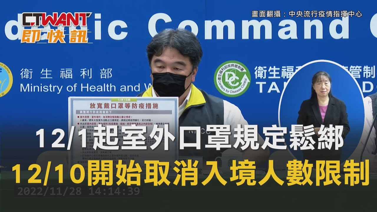 圖說-12/1起室外口罩規定鬆綁　12/10開始取消入境人數限制