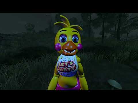 Toy Chica casually walks through the forest.
