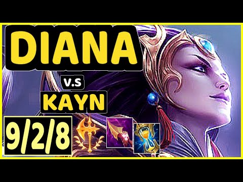 DIANA vs KAYN - 9/2/8 KDA JUNGLE GAMEPLAY - NA Ranked GRANDMASTER