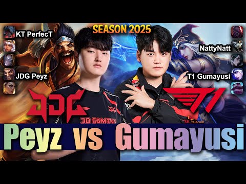 T1 Gumayusi vs JDG Peyz - Gumayusi ASHE vs Peyz DRAVEN ADC - Patch 25.19 KR Ranked | lolrec