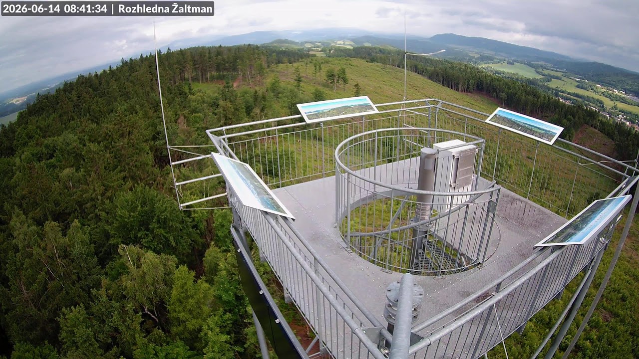 Live webcam view of Žaltman Lookout Tower, Jestřebí Mountains