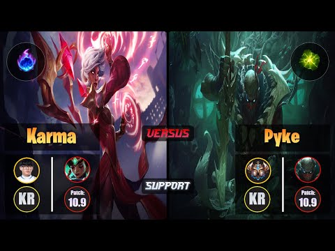 Hoit KARMA (Support) [Arcane Comet] VS PYKE - Challenger KR Patch 10.9