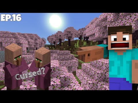 I found the CHERRY BLOSSOM biome and a CURSED village! | Minecraft PE Survival EP.16 in hindi