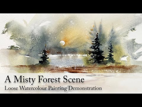 A Misty Forest Scene - Loose Watercolour Demonstration | Spontaneous Painting | Watercolour Textures