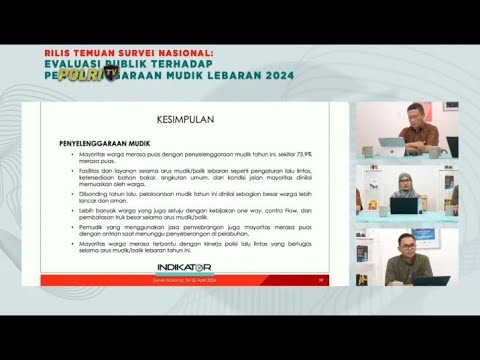 SURVEI INDIKATOR POLITIK MASYARAKAT PUAS DENGAN PELAYANAN MUDIK 2024