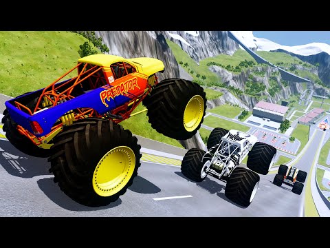 Epic High Speed monster trucks jumps stunts & crashes #001 | BeamNG Driver
