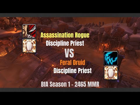 Assa Rogue Disc Priest vs Feral Druid Disc Priest - 2465 MMR - BfA Season 1