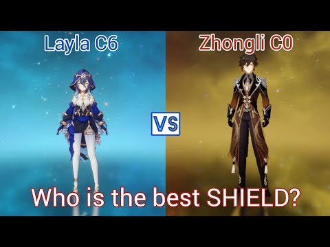 Layla C6 VS Zhongli C0, Who is the best Shield? #zhongli #layla #genshinimpact