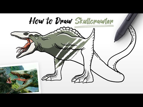 How to Draw Skullcrawler monster from King Kong Skull Island Easy Step By Step