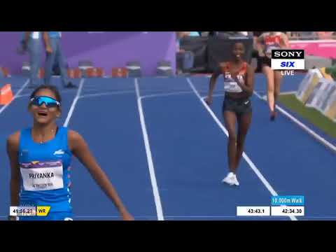 Priyanka win's silver 🥈//women's 10,000m race walk #cwg2022 #video