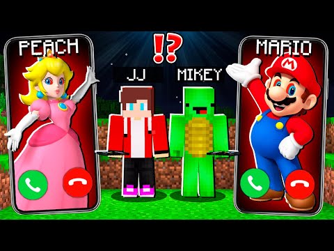 Why Creepy PEACH Princess and MARIO CALLING to JJ and MIKEY at 3am ! - in Minecraft Maizen