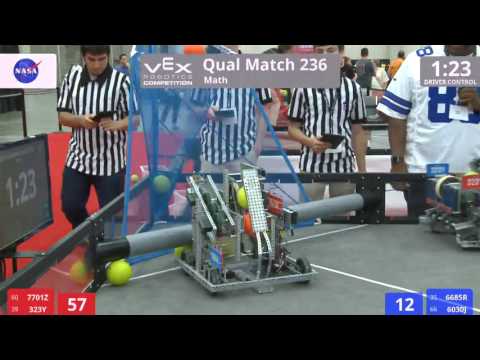 VEX Worlds 2016 - VRC High School - Math - Qual 236 (7701Z 323Y) 162 vs 66 (6685R 6030J)
