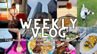 Week in my life living in Boston: First Nuuly unboxing, farmers market, Costco haul, everyday makeup