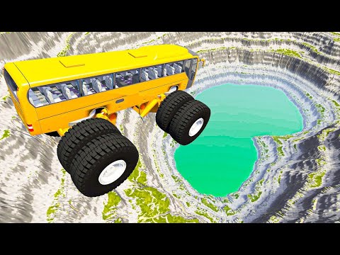 Leap Of Death Car Jumps & Falls Into Green Slime Pit – BeamNG Drive