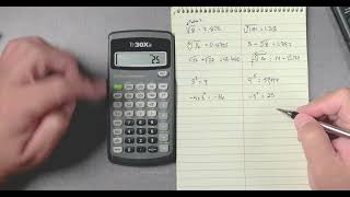 TI-30XA Exponents Radicals and Roots