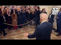 President Trump greets first tour group to White House